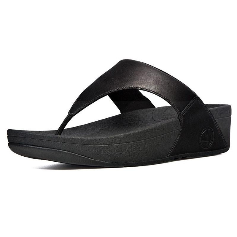 FitFlop LULU Leather Toe-Thong Sandal - Black