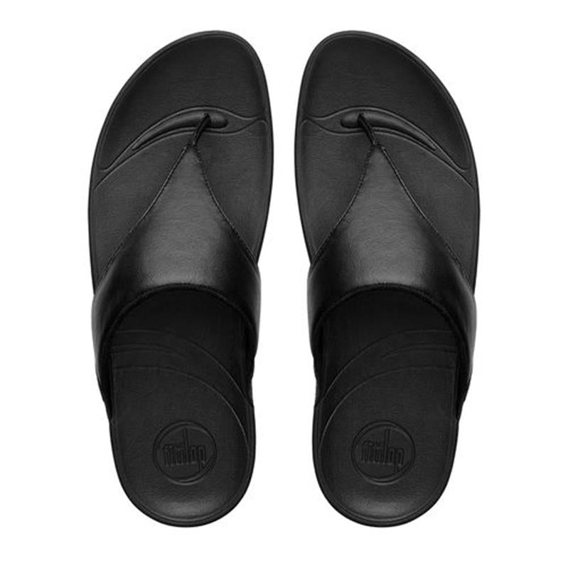 FitFlop LULU Leather Toe-Thong Sandal - Black