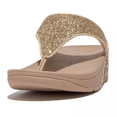 FitFlop LULU Glitter Toe-Post Sandals Latte Beige