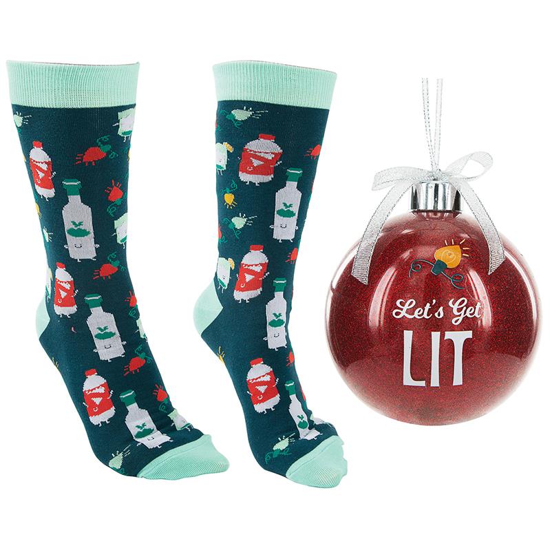 4" Ornament with Unisex Holiday Socks