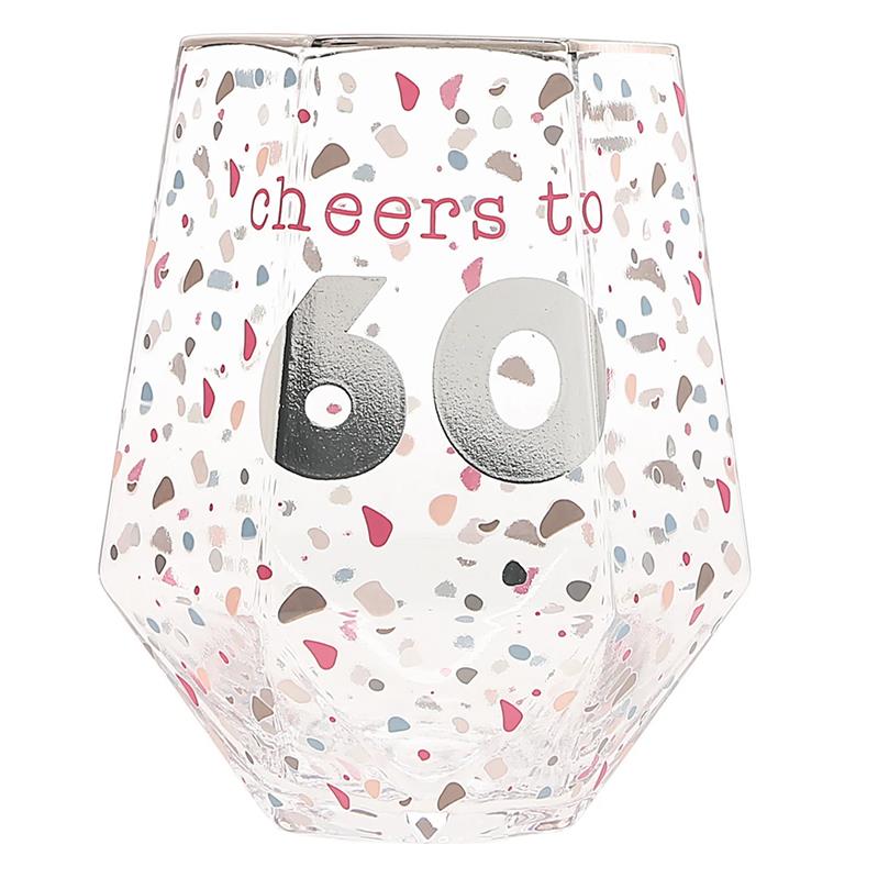 Geometric Cheers Birthday Wine Glasses