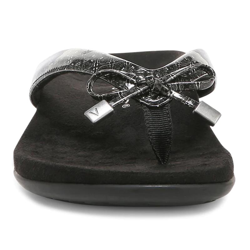 Vionic Bella Toe-Post Sandal in Black Print
