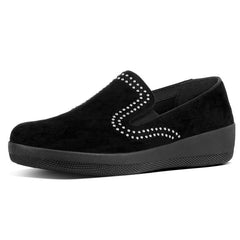 FitFlop Superskate Suede Loafers With Studs Black