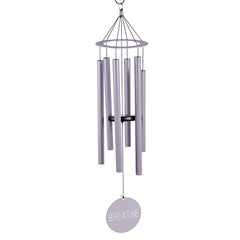 36"H Laser Etched Painted Wood Windchime, "Breathe"
