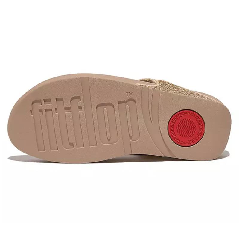 FitFlop LULU Glitter Toe-Post Sandals Latte Beige
