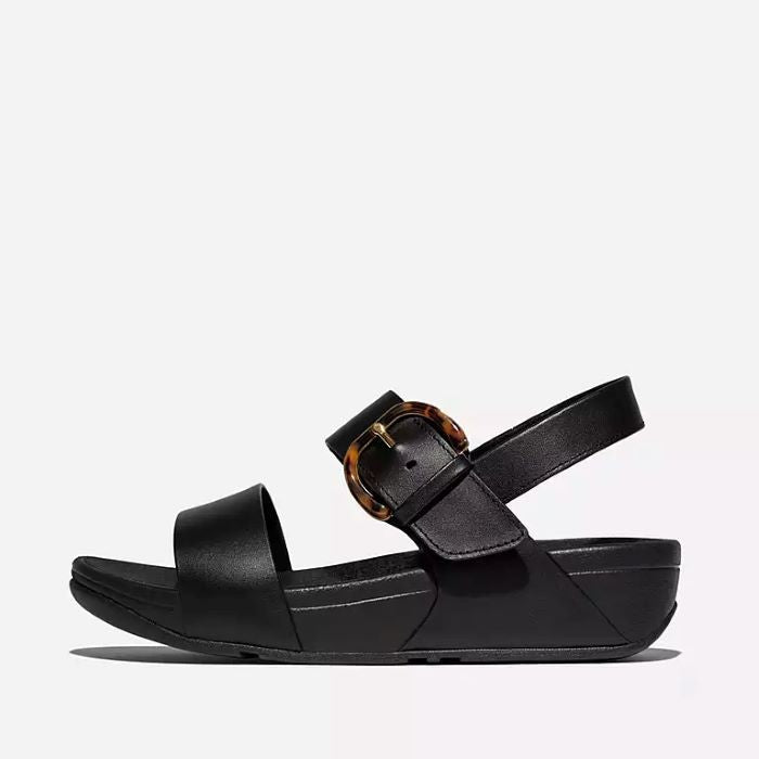 Fitflop Lulu Resin-Buckle Leather Back-Strap All Black