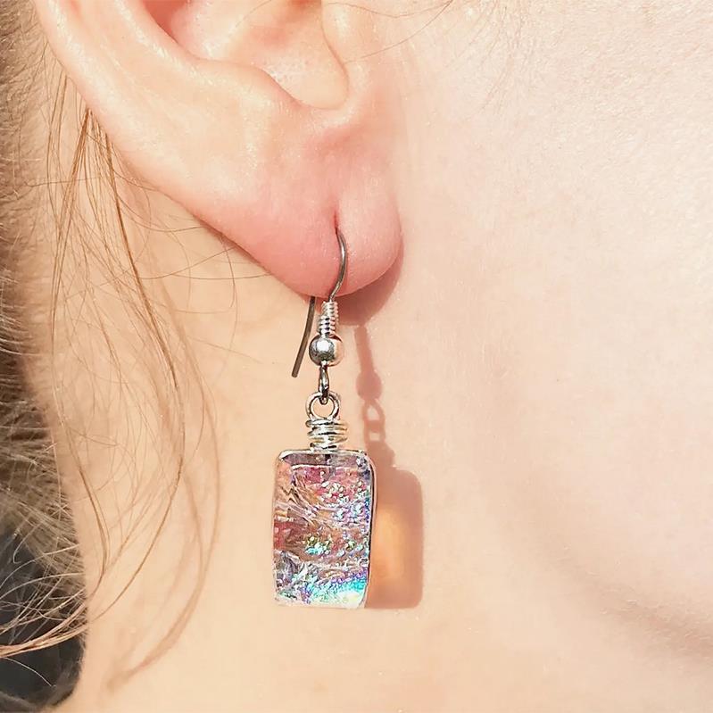 Flame Work Designs Dichroic Glass Earrings