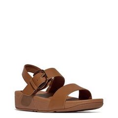 FitFlop Lulu Resin-Buckle Leather Back-Strap Dark Tan