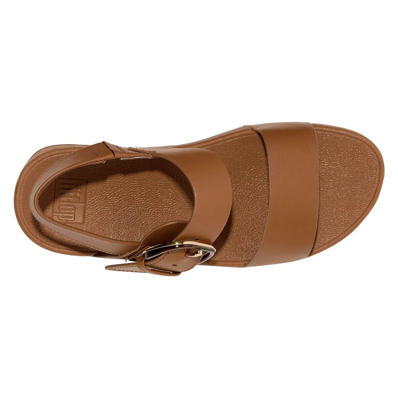 FitFlop Lulu Resin-Buckle Leather Back-Strap Dark Tan