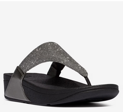 FitFlop LuLu Shimmerlux Toe-Post Pewter Sandals