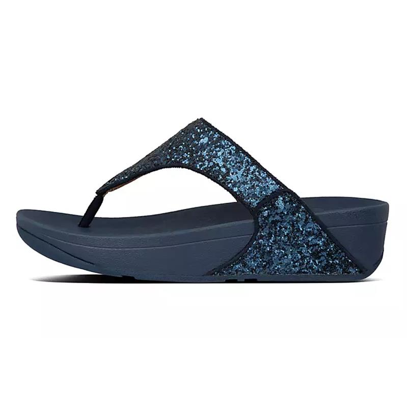 FitFlop LULU Glitter Toe-Post Sandals Midnight Navy