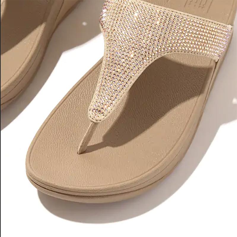 FitFlop Crystal Toe-Post Sandals Latte Beige