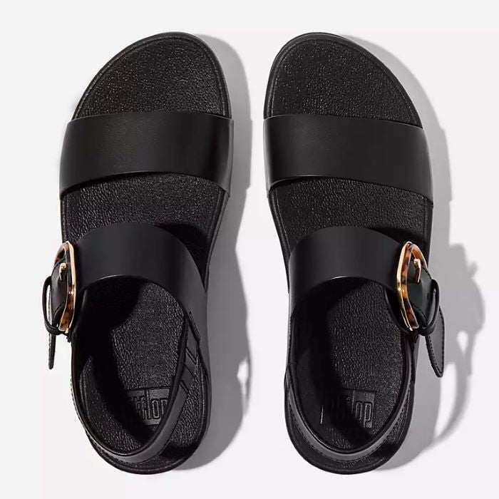 Fitflop Lulu Resin-Buckle Leather Back-Strap All Black