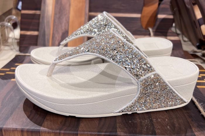 Fitflop Lulu Multi-Tonal Glitter Toe-Post Sandals Platino/Silver