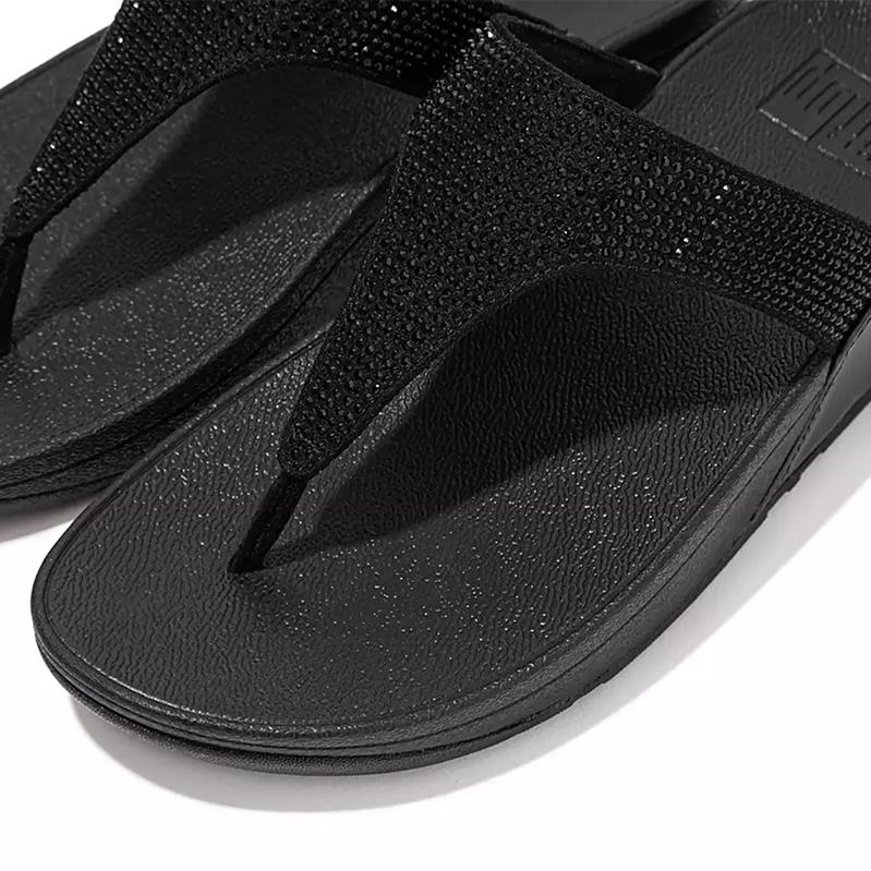FitFlop LULU Crystal Toe-Post Sandals Black