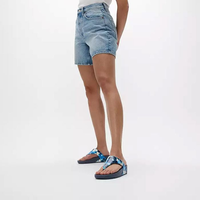 FitFlop Lulu Flowerz Leather Toe-Post Midnight Navy Mix