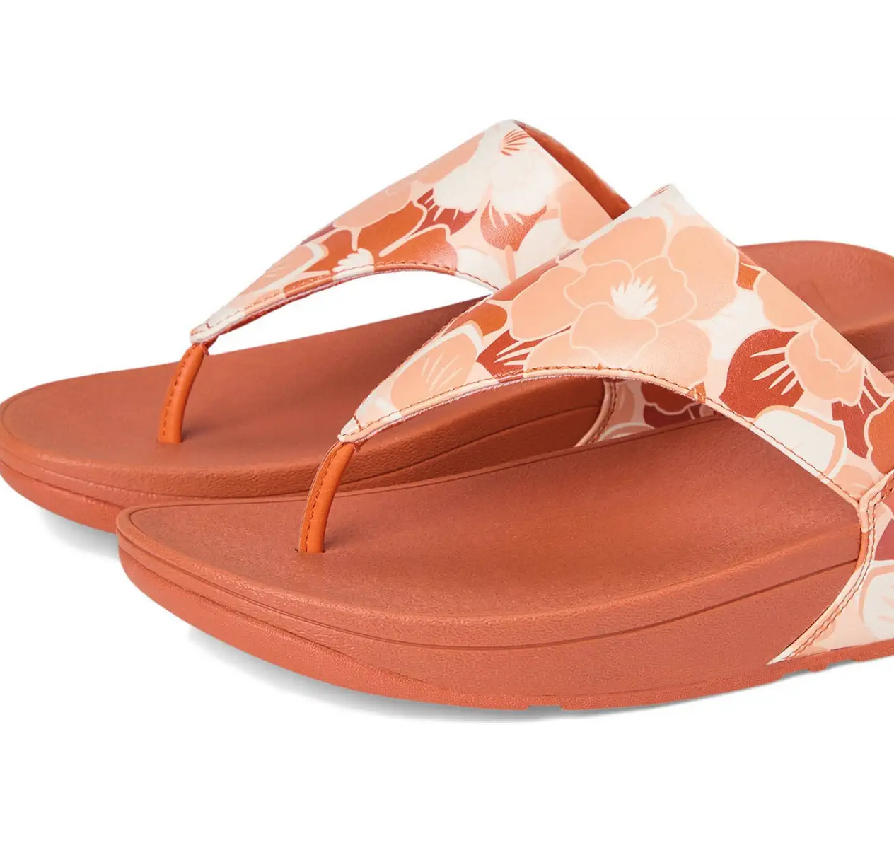 FitFlop Lulu Flowerz Leather Toe-Post Peachy Mix