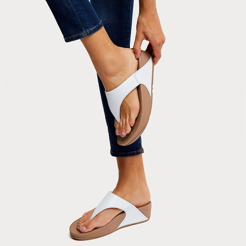 FitFlop LULU Leather Toe-Thong Sandal - Urban White