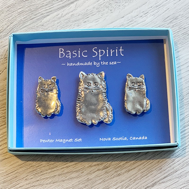 Maud Lewis Cat Pewter Magnets - boxed set of 3