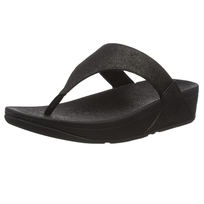Fitflop LULU Shimmerlux Toe-Post Sandals All Black