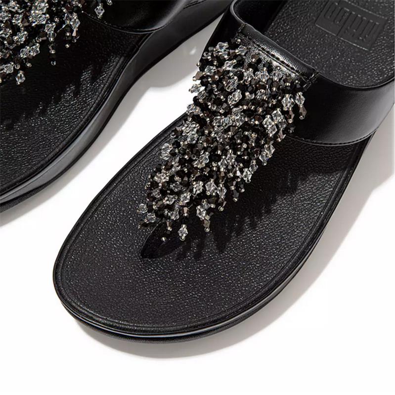 FitFlop Rumba Beaded Toe-Post Sandals All Black