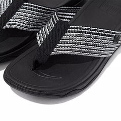 FitFlop Surfa Toe-Post Sandals Black White Mix