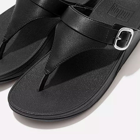 Lulu Adjustable Leather Toe-Post - All Black