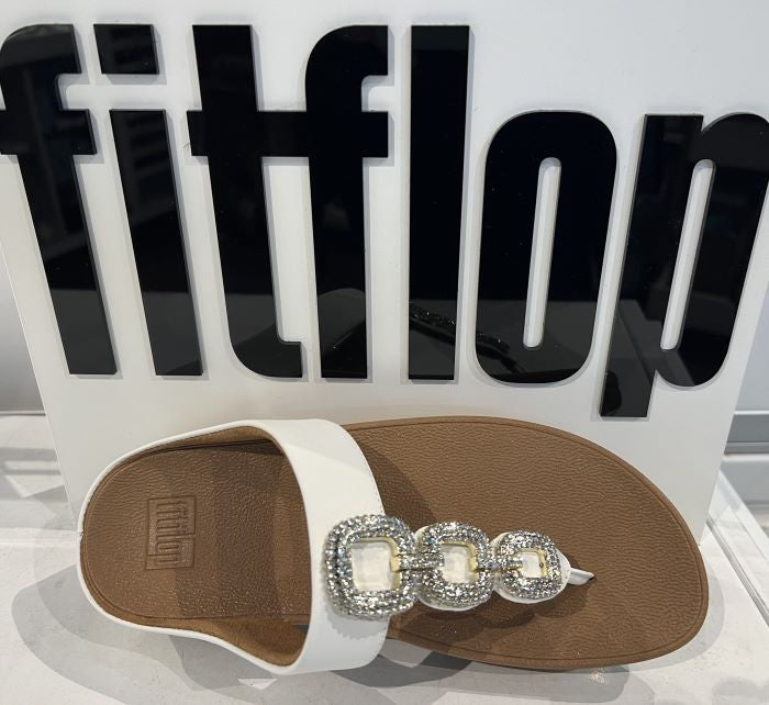 Fino Crystal-Chain Leather Toe-Post