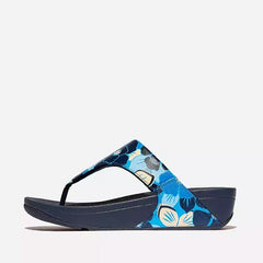 FitFlop Lulu Flowerz Leather Toe-Post Midnight Navy Mix