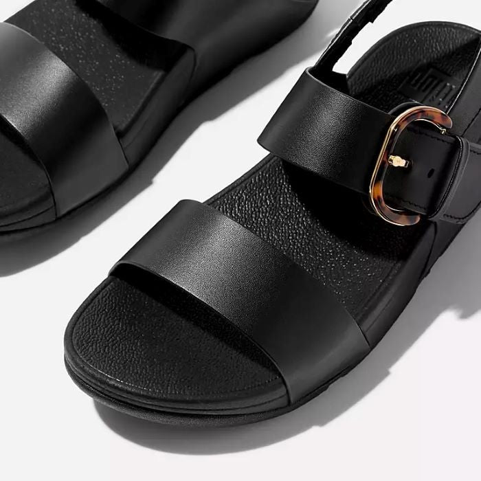 Fitflop Lulu Resin-Buckle Leather Back-Strap All Black