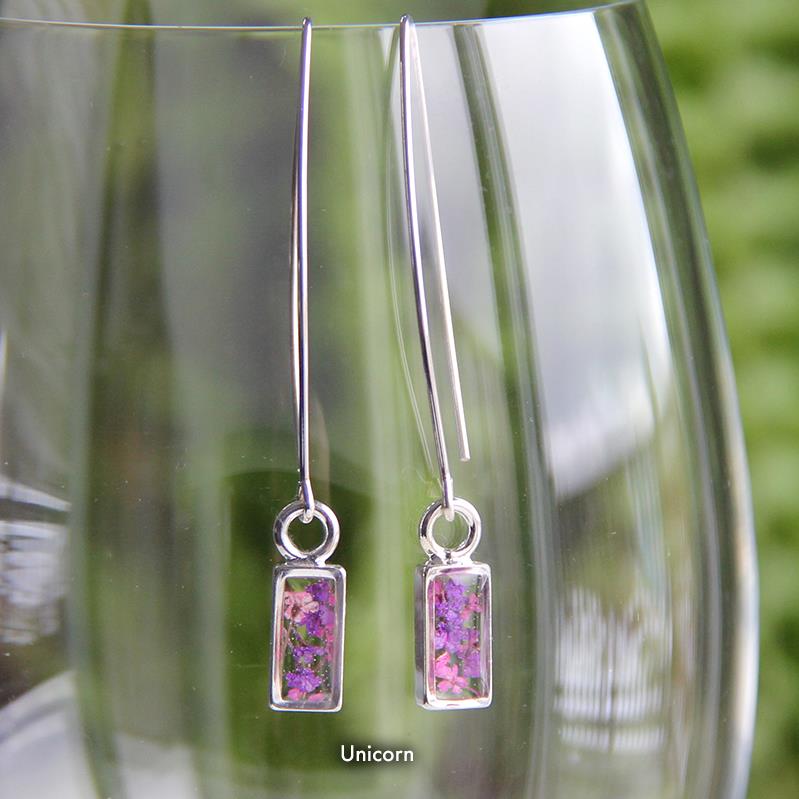 Flora & Forest Rectangle Threader Earrings - Real Flowers