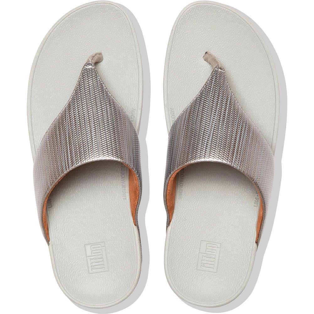 FitFlop Olive Textured Glitz Toe-Post Sandals