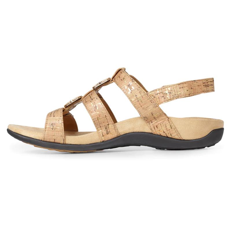 Vionic Amber Adjustable Sandal in Gold Cork