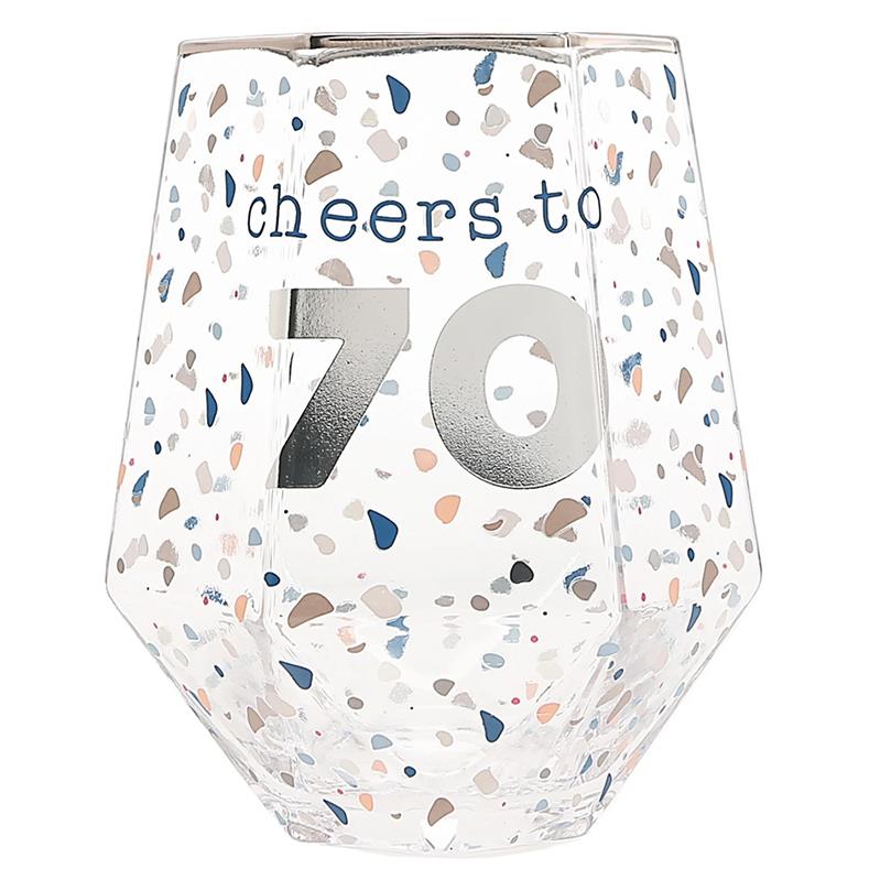 Geometric Cheers Birthday Wine Glasses