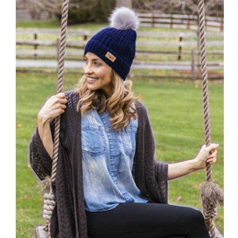 Britt's Plush Lined Knit Hat with Pom