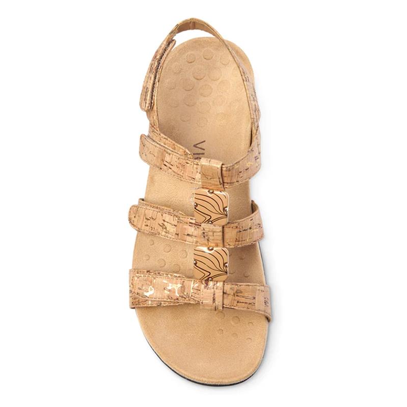 Vionic Amber Adjustable Sandal in Gold Cork