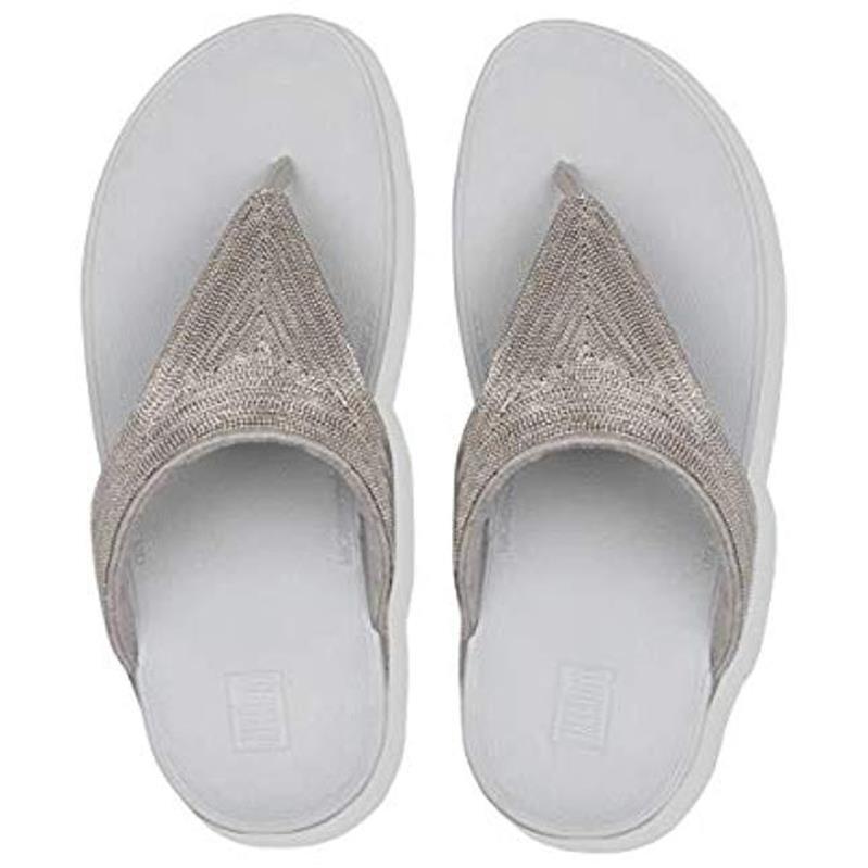 FitFlop Lottie Shimmer Mesh Toe Thong Silver