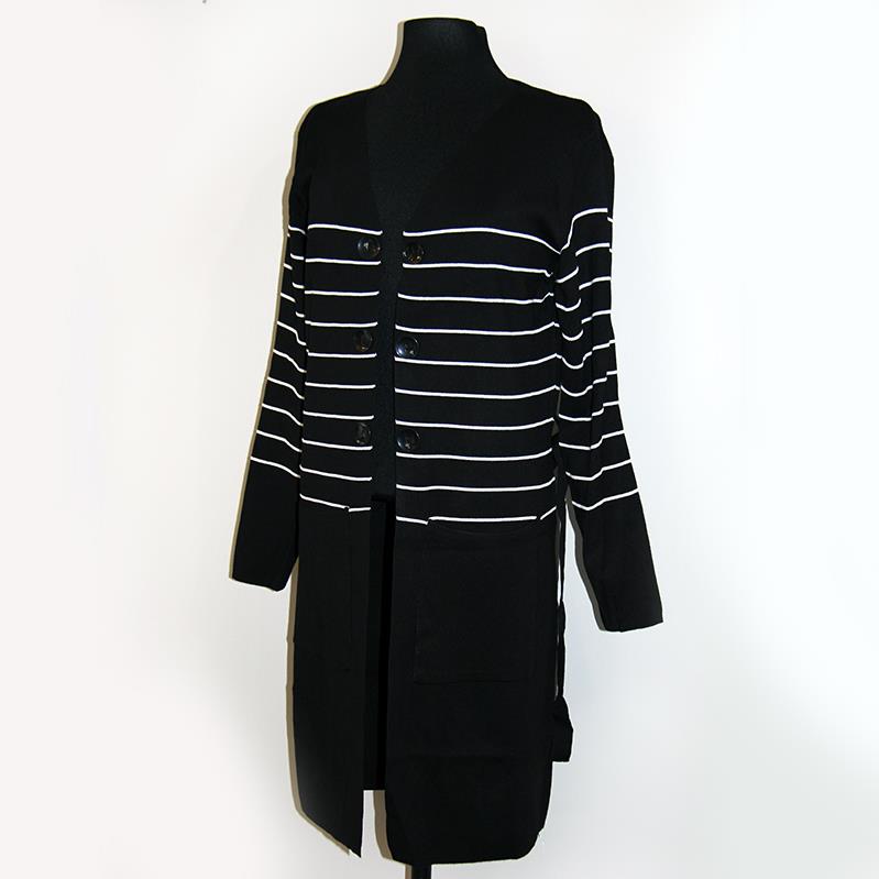 Fashion Striped Open Sweater
