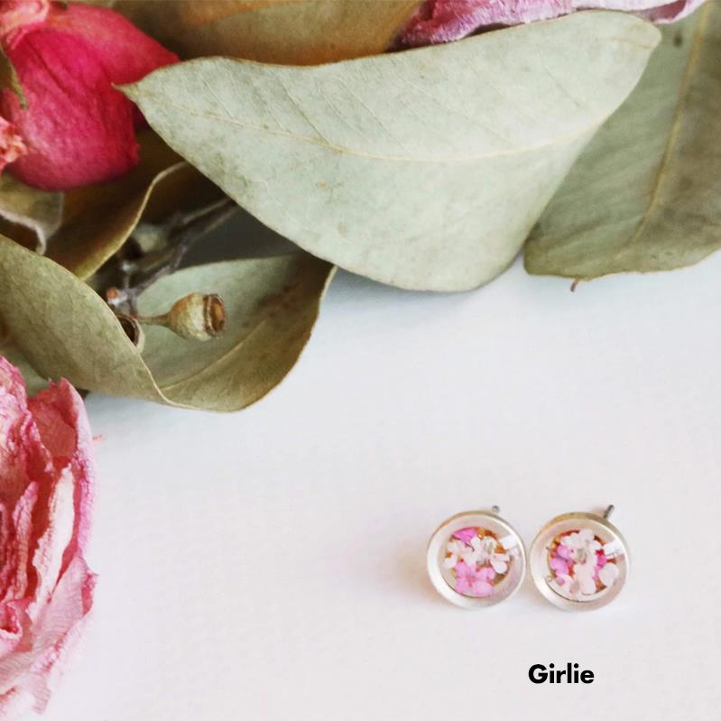 Flora & Forest Circle Studs - Real Flowers