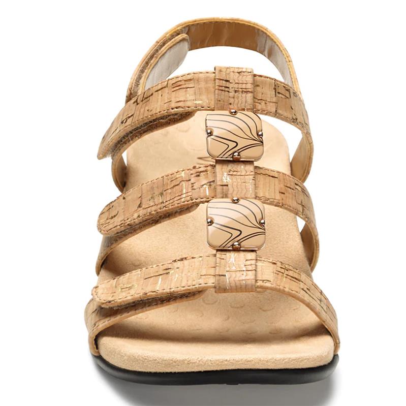 Vionic Amber Adjustable Sandal in Gold Cork