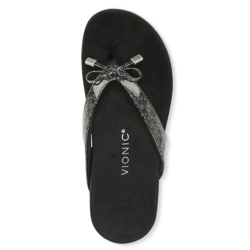 Vionic Bella Toe-Post Sandal in Black Print