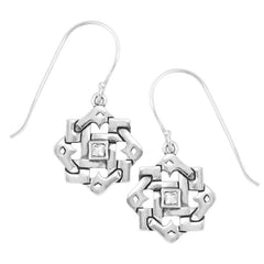 Boudicca Earrings - Woven Crystal CZ Square
