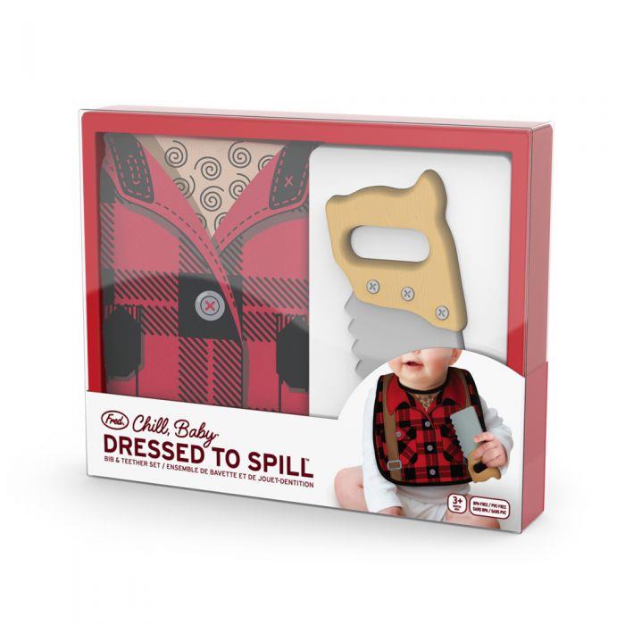 Fred Dressed To Spill Bib & Teether Set - Lumberjack