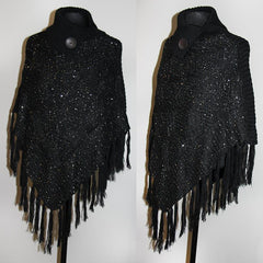 Fashion Knitted Poncho with High Collar