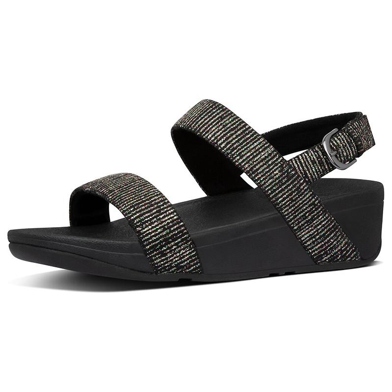 FitFlop Lottie Glitter-Stripe Back-Strap Sandals Black Coconut