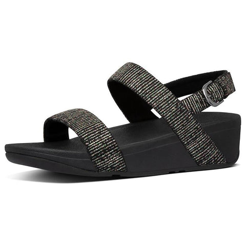 FitFlop Lottie Glitter-Stripe Back-Strap Sandals Black