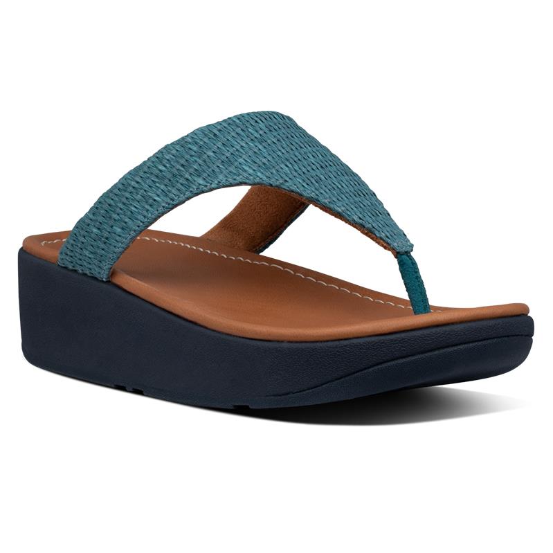 FitFlop Imogen Basket-Weave Raf Sandal in Sea Blue
