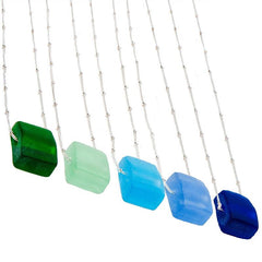 Recycled Bottle Glass Cube Necklace
