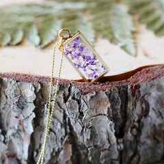 Flora & Forest Rectangle Pendant - Real Flowers