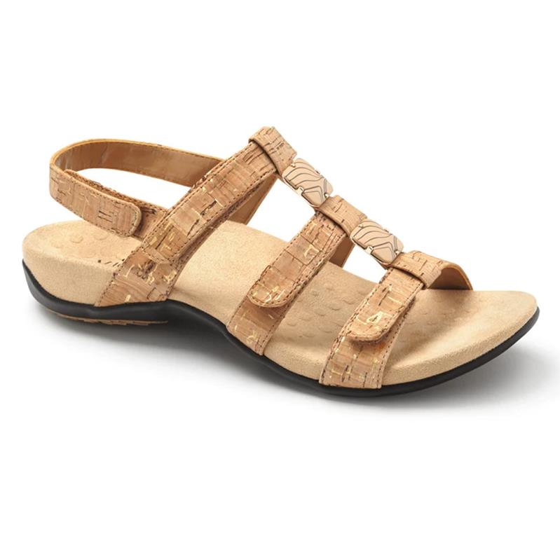 Vionic Amber Adjustable Sandal in Gold Cork